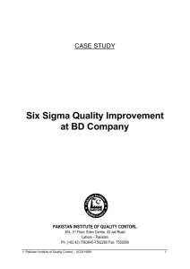 Six Sigma Quality Improvement at BD Company