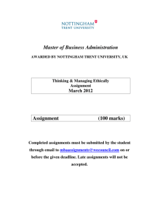 Master of Business Administration Assignment (100 marks)