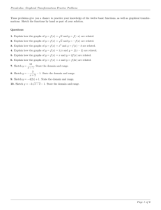 Precalculus: Graphical Transformations Practice Problems