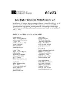 2012 Higher Education Media Contacts List