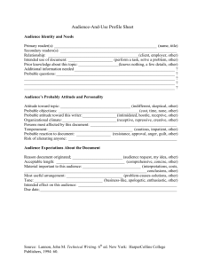 Audience-And-Use Profile Sheet
