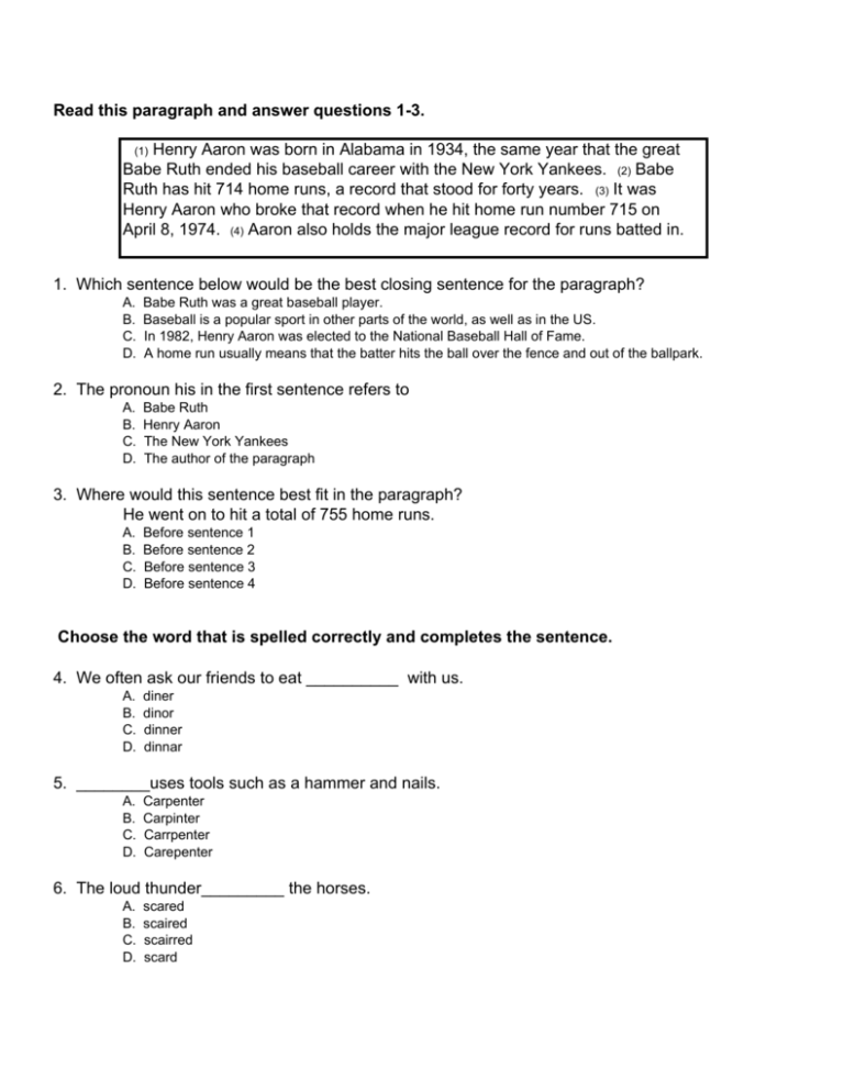 read the essay and answer questions 1 3
