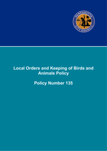 Local Orders Policy Keeping of Animals Policy