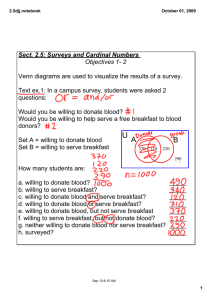 Sect. 2.5: Surveys and Cardinal Numbers Objectives 1 2 Venn