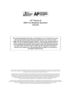 2002 AP Physics B Free-Response Questions Form B
