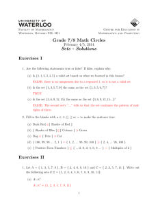 Grade 7/8 Math Circles Sets - Solutions Exercises I