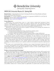 PHYS 212: University Physics II – Spring 2014
