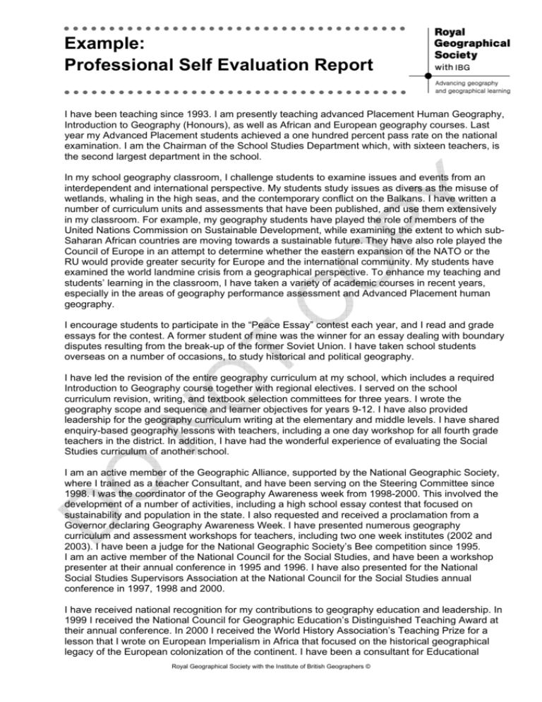 Example Of Self Assessment Essay Telegraph