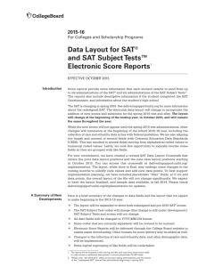 Data Layout for SAT® and SAT Subject Tests™ Electronic Score