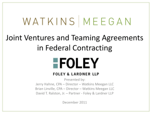 Joint Ventures and Teaming Agreements in Federal