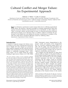 Cultural Conflict and Merger Failure: An Experimental Approach