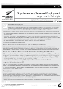 Supplementary Seasonal Employment Approval in Principle (INZ