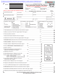 2010 TC-40, Utah Individual Income Tax Return
