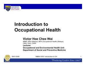 Introduction to Occupational Health