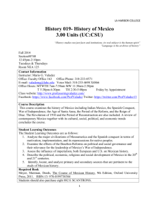 History 019- History of Mexico 3.00 Units (UC:CSU)