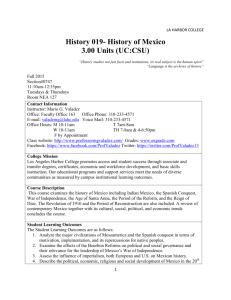 History 019- History of Mexico 3.00 Units (UC:CSU)