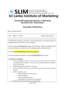 exam papers decm 2011 new - The National institute for Marketing