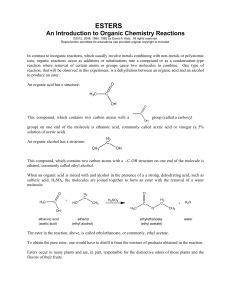 ESTERS An Introduction to Organic Chemistry Reactions