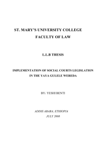 ST. MARY'S UNIVERSITY COLLEGE FACULTY OF LAW