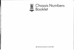 Chassis Numbers Booklet - Rolls-Royce Owners' Club of Australia