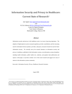 Information Security and Privacy in Healthcare