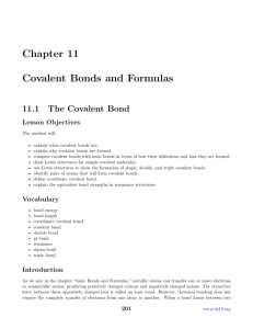 Chapter 11 Covalent Bonds and Formulas