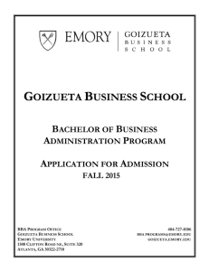 BBA Application Form - Goizueta Business School