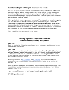 AP Language and Composition (Grade 11) Summer Reading