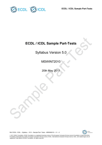 ECDL / ICDL Sample Part-Tests Syllabus Version 5.0
