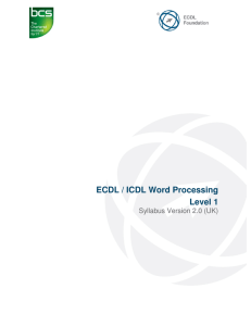 ECDL / ICDL Word Processing Level 1