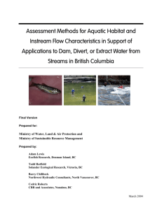 Methods for the Assessment of Fish, Fish Habitat and Instream Flow