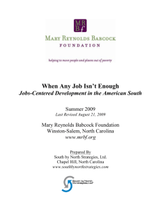 When Any Job Isn't Enough - Mary Reynolds Babcock Foundation
