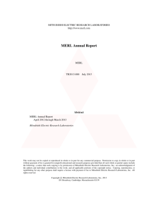 MERL Annual Report - Mitsubishi Electric Research Laboratories