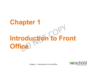 Chapter 1 - Introduction to Front Office