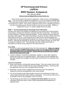 AP Environmental Science (APES) 2015 Summer Assignment