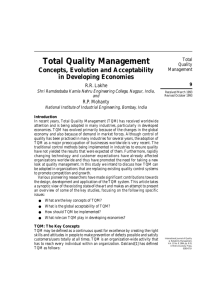 Total Quality Management Concepts, Evolution and Acceptability in