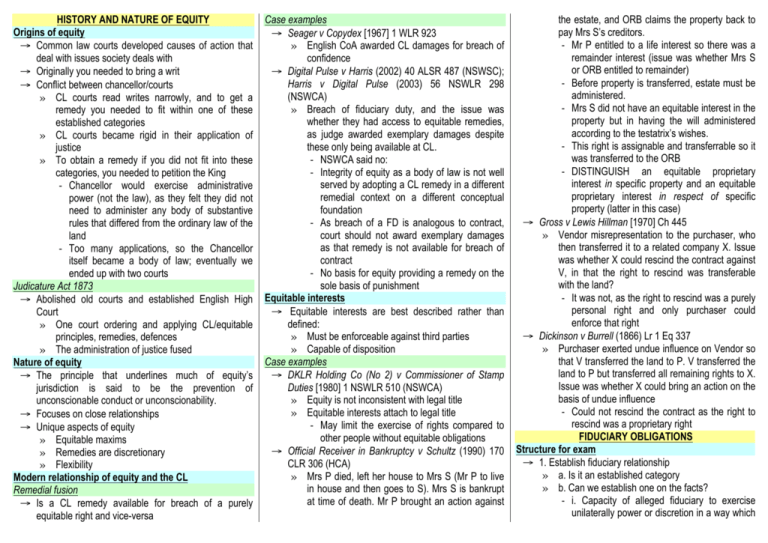 HISTORY AND NATURE OF EQUITY Origins Of Equity Common