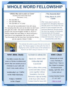 March 15, 2015 - Whole Word Fellowship