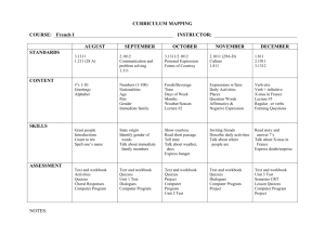 CURRICULUM MAPPING COURSE: French I INSTRUCTOR