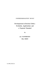 Developments in Decision Tables: Evolution, Applications and a