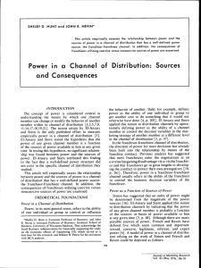 Power in a Channel of Distribution: Sources and Consequences