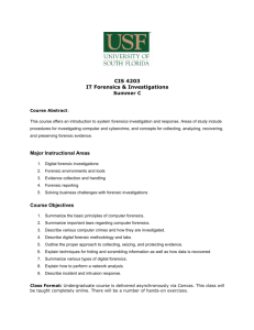 CIS 4203 IT Forensics & Investigations Major Instructional Areas