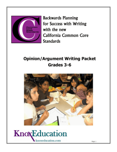 Opinion/Argument Writing Packet