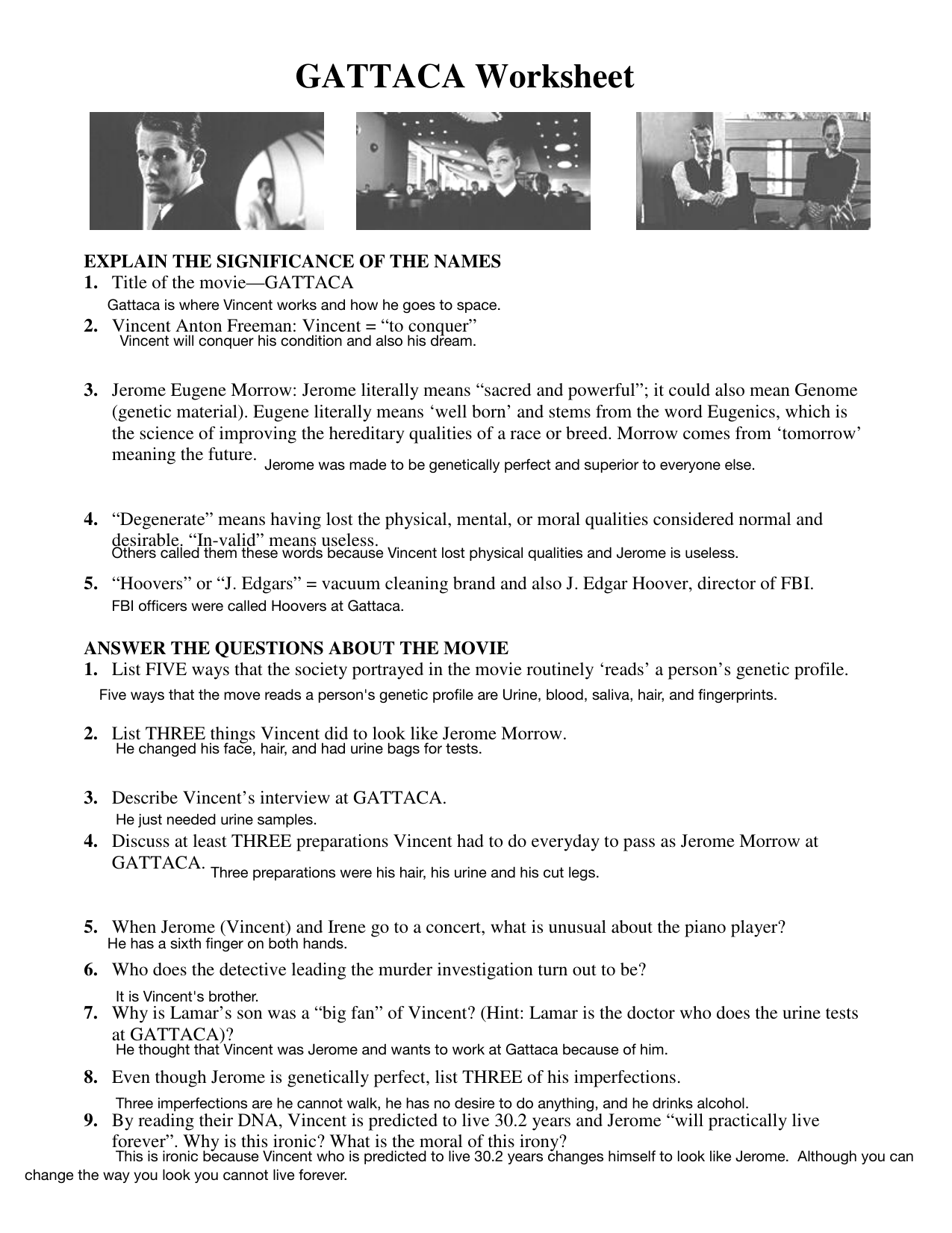 GATTACA Worksheet