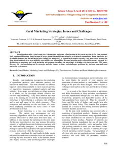 Rural Marketing Strategies, Issues and Challenges