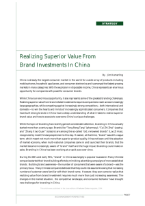 Realizing Superior Value From Brand Investments In China