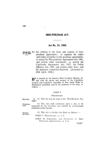 HIRE-PURCHASE ACT. Act No. 33, 1960. An Act relating to the form