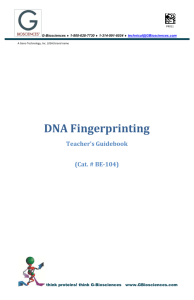 DNA Fingerprinting Teacher's Guidebook (Cat. # BE - G