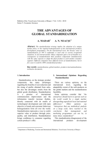 Madar, A., Neacşu, A. N.: The advantages of global standardization