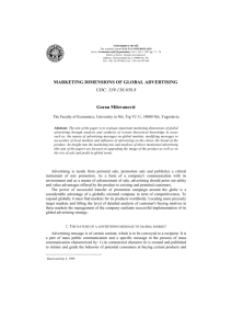 MARKETING DIMENSIONS OF GLOBAL ADVERTISING UDC